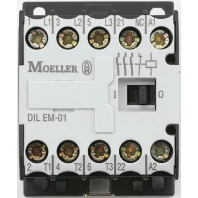 Eaton DILEM Contactor, 3-Pole, 380V AC Coil, 9 A, 4 kW Motor Control with Screw Terminals 051796 DILEM-01(380V50HZ,440V60HZ)