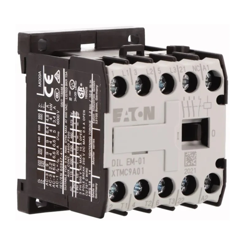 Eaton DILEM Contactor, 3-Pole, 380V AC Coil, 9 A, 4 kW Motor Control with Screw Terminals 051796 DILEM-01(380V50HZ,440V60HZ)