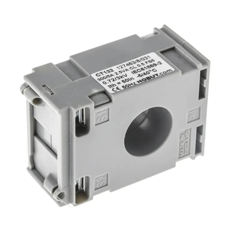 HOBUT CT132 Series Compact Current Transformer 300A Primary 5A Secondary 21mm Bore DIN Rail Mount CT132