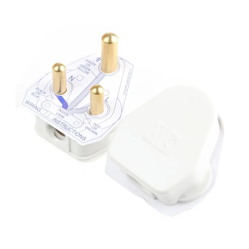 MK Electric 15A UK Mains Plug White Cable Polyvinyl Chloride Urea Formaldehyde Screw Termination 515 WHI