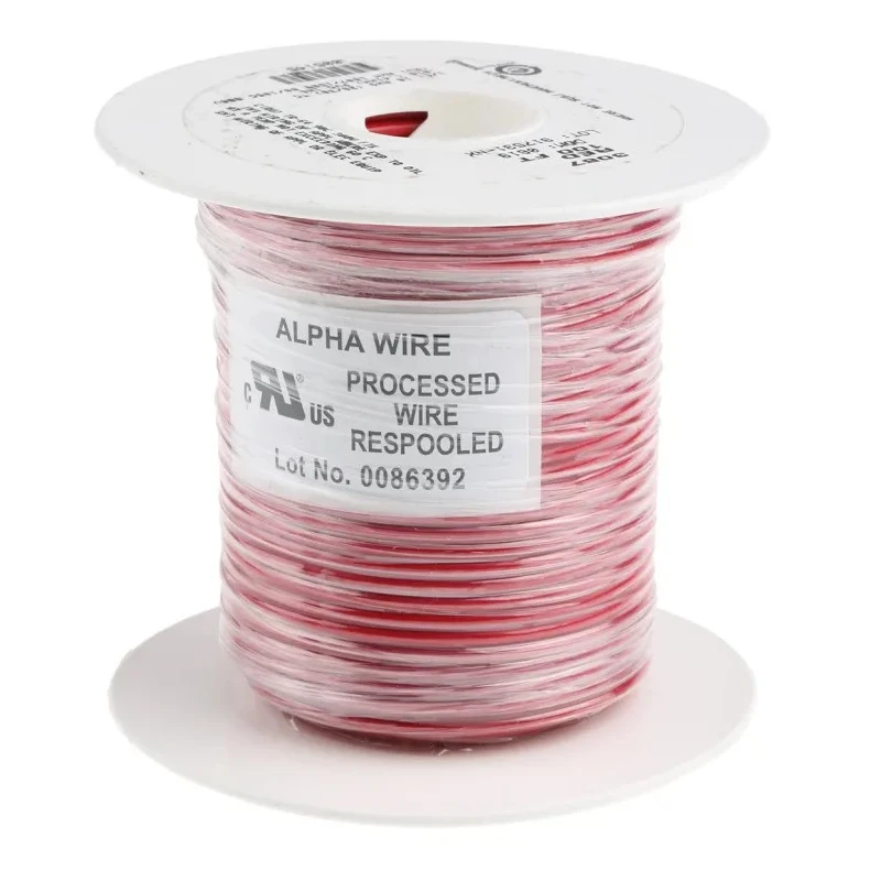 Alpha Wire Premium Series Red Hook Up Wire 16 AWG 26/0.25 mm Core Strands 30 m Polyvinyl Chloride 3057 RD005