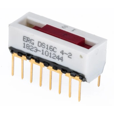 ERG Slide Rotary Coded DIP Switch Through Hole DS16C 04 02 STD, 2A @ 240Vac, 18mΩ Contact Resistance