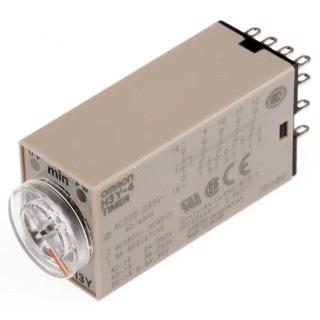 Omron DIN Rail Surface Mount Timer Relay 4-Contact 24 V DC 200-230 V AC 0.5 to 10 min ON Delay H3Y-4 AC200-230 10M