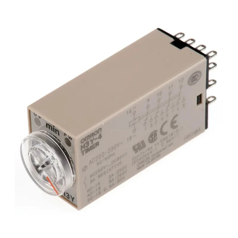Omron DIN Rail Surface Mount Timer Relay 4-Contact 24 V DC 200-230 V AC 0.5 to 10 min ON Delay H3Y-4 AC200-230 10M