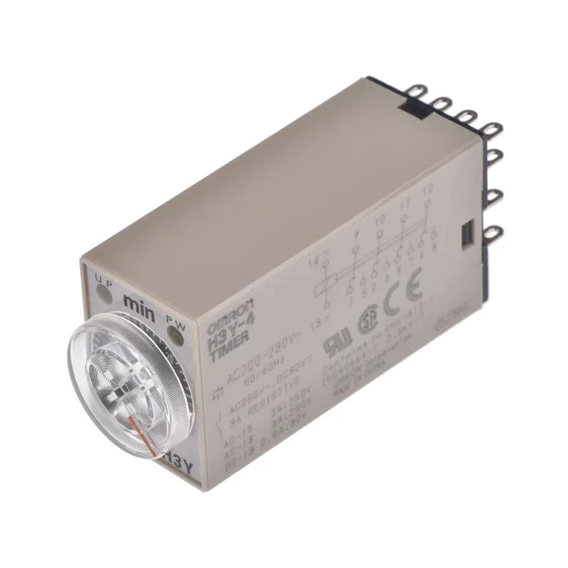 Omron H3Y-4 Series DIN Rail Surface Mount Timer Relay 4-Contact 125 V dc 200-230 V ac 1 to 30 min ON H3Y-4 AC200-230 30M