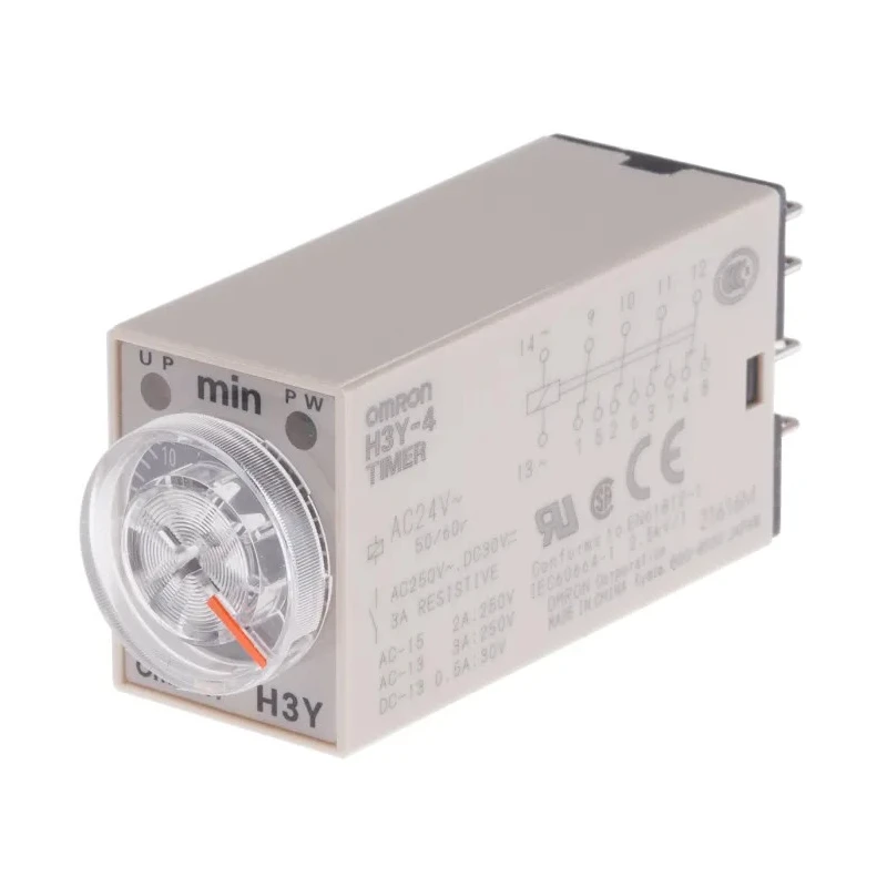 Omron DIN Rail Surface Mount Timer Relay, 4-Contact 4PDT, 125 V dc 24V ac, 1 to 30 min, ON Delay, Plug-In H3Y-4 AC24 30M