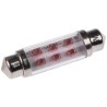 JKL Components LED Car Bulb, Red, Festoon Shape, 12V DC, 2 lm, 20mA, LE-0603-02R