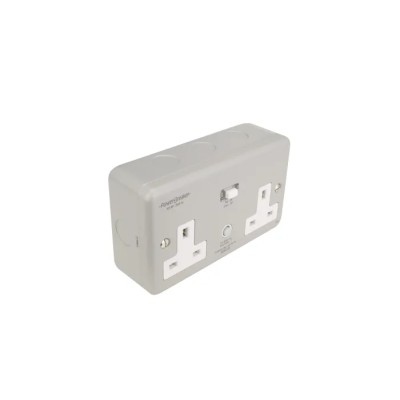 Powerbreaker PowerBreaker H 13A Passive 2 Gang RCD Socket Surface Mount IP66 Outdoor Use 250V 