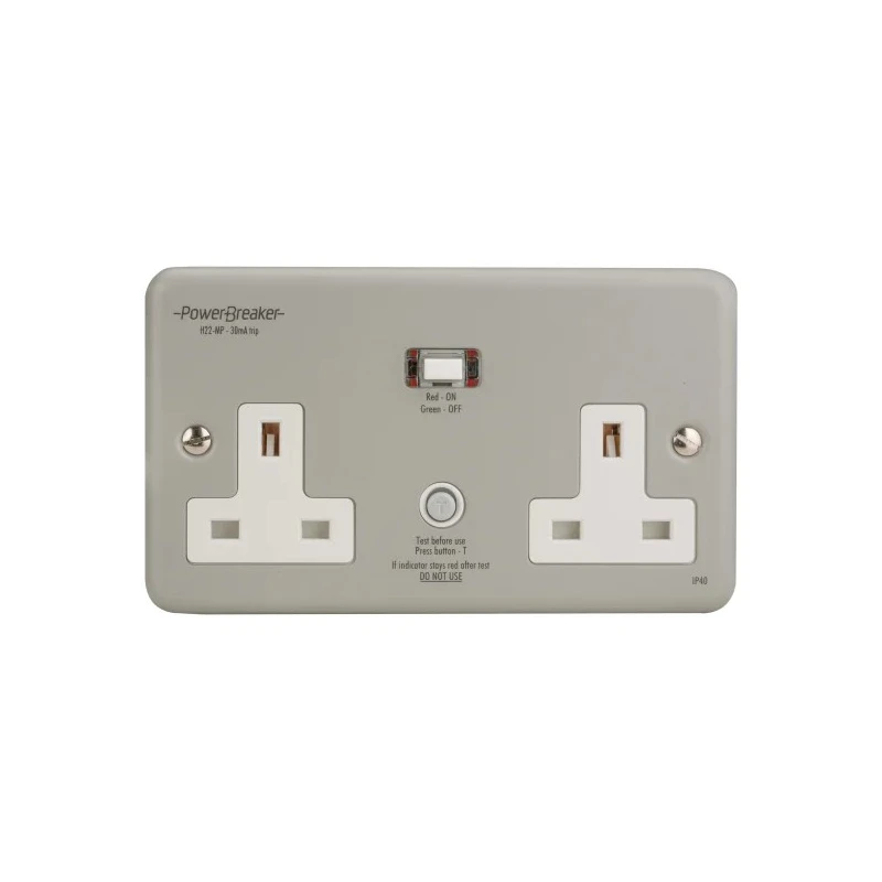 Powerbreaker PowerBreaker H 13A Passive 2 Gang RCD Socket Surface Mount IP66 Outdoor Use 250V 
