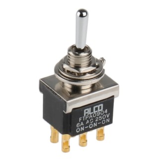 TE Connectivity Toggle Switch Panel Mount On-On-On DPDT Solder Terminal 12 V dc 250 V ac FTPA0904