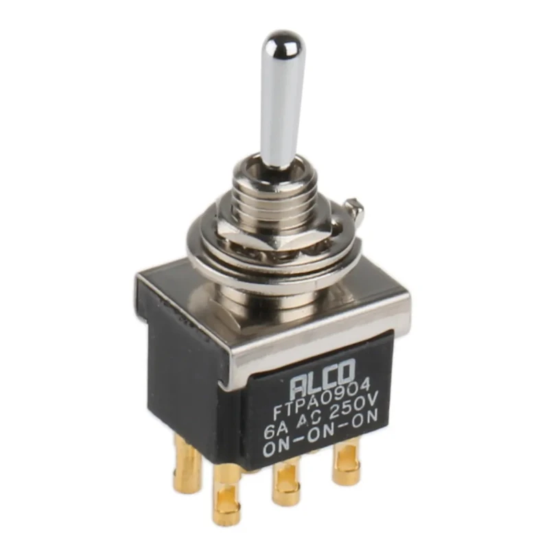 TE Connectivity Toggle Switch Panel Mount On-On-On DPDT Solder Terminal 12 V dc 250 V ac FTPA0904