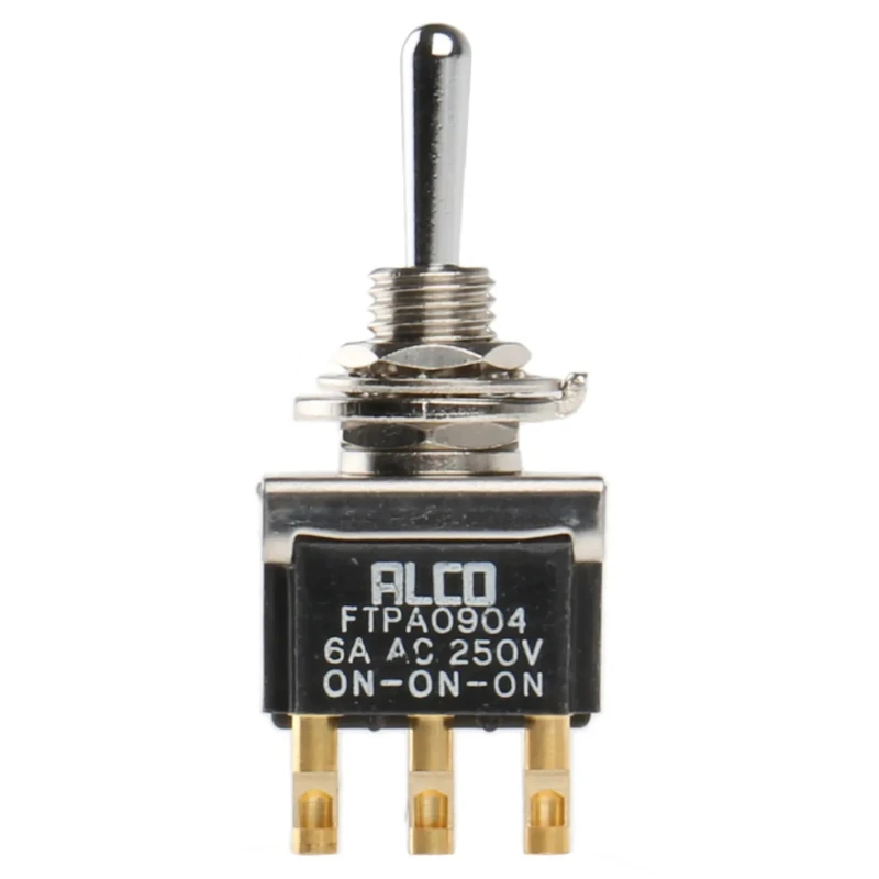 TE Connectivity Toggle Switch Panel Mount On-On-On DPDT Solder Terminal 12 V dc 250 V ac FTPA0904
