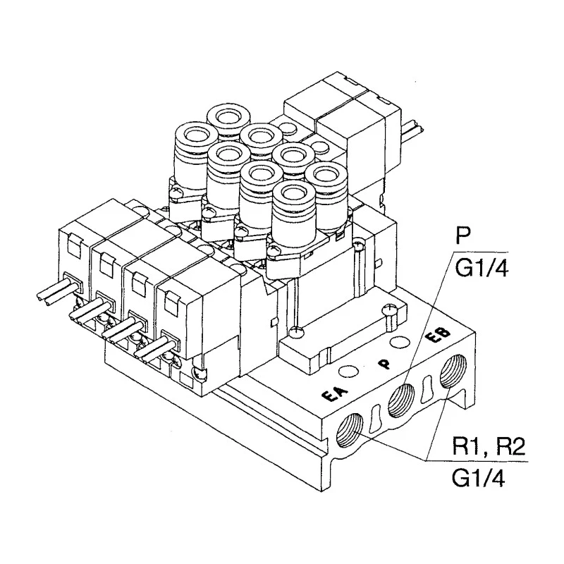 SMC Pneumatic Manifold 4 Station G Thread 1/4 in Die Cast Aluminium SS5Y7 