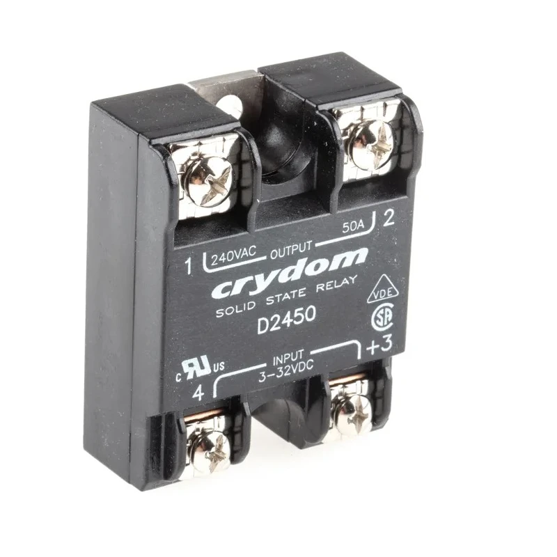 Crydom D2 Series Solid State Relay, 50 A Load, Panel Mount, 280 V AC Load, 32 V DC Control D2450