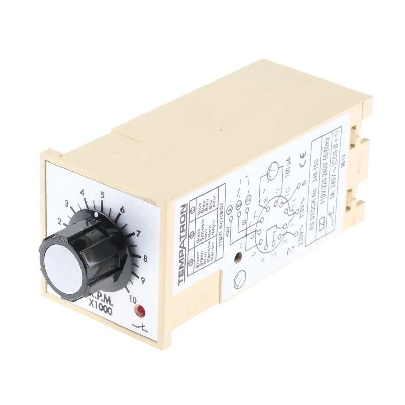 Tempatron Monitoring Relay SPDT DIN Rail 200 to 10,000 rpm, 110V AC, 230V AC, 24V DC FSST-110/230VAC