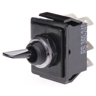 Arcolectric (Bulgin) Ltd Toggle Switch, Panel Mount, On-Off, DPDT, Tab Terminal, 16A, 250 V ac, Polycarbonate C1760HOAAF