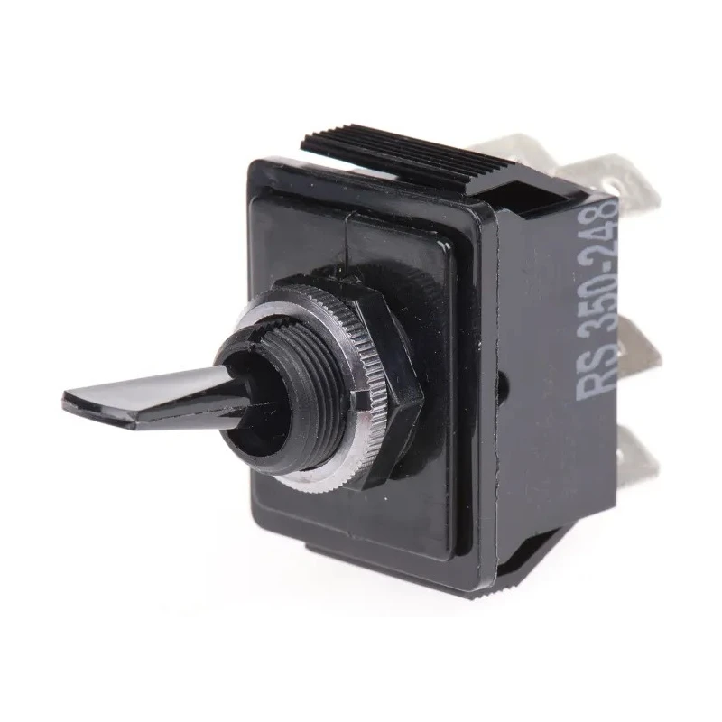 Arcolectric (Bulgin) Ltd Toggle Switch, Panel Mount, On-Off, DPDT, Tab Terminal, 16A, 250 V ac, Polycarbonate C1760HOAAF
