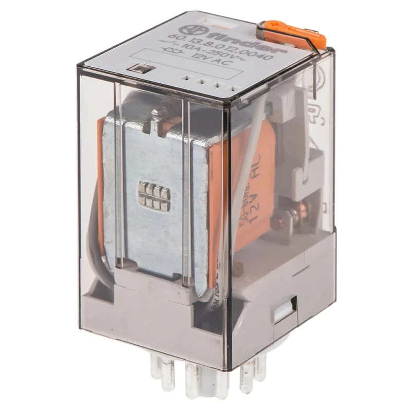 Finder Power Relay with 12V AC Coil Voltage, 10A Switching Current, 3PDT Contact Configuration 60.13.8.012.0040