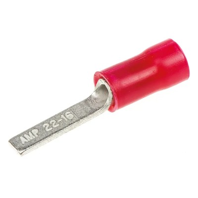 RS PRO PLASTI-GRIP Insulated Crimp Blade Terminal 13 mm Blade Length, 22 AWG to 16 AWG, Red 131443