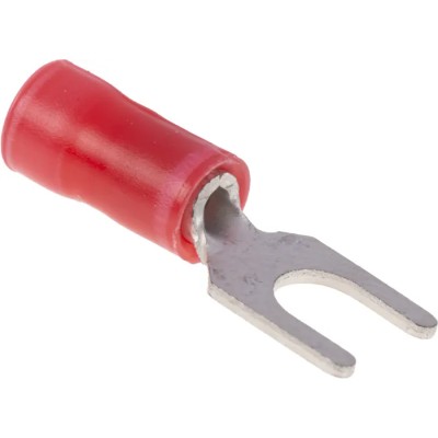 TE Connectivity PLASTI-GRIP Insulated Fork Terminal 22 AWG to 16 AWG, 4.17 mm Stud Size, Red 165008