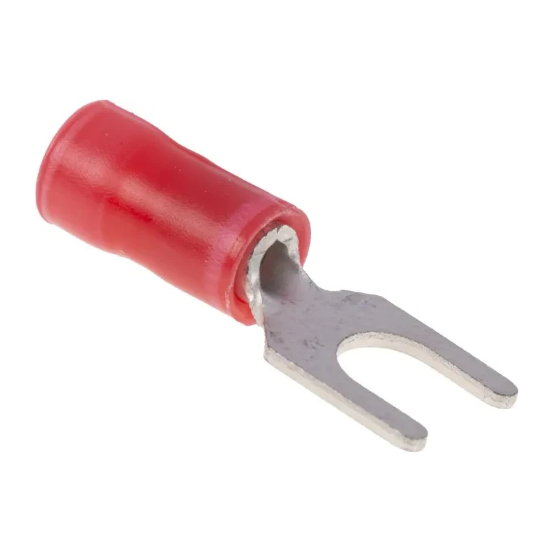 TE Connectivity PLASTI-GRIP Insulated Fork Terminal 22 AWG to 16 AWG, 4.17 mm Stud Size, Red 165008