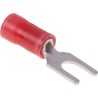 TE Connectivity PLASTI-GRIP Insulated Fork Terminal 22 AWG to 16 AWG, 4.17 mm Stud Size, Red 165008