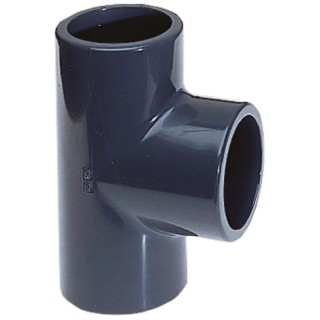 Georg Fischer Plastic Pipe Fitting 90° Equal Tee PVC-U Grey 16 bar Pressure 23mm Length 721200105