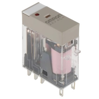 Omron Power Relay with 24V AC Coil Voltage, 5A Switching Current, DPDT Contact Configuration, Plug-In G2R-2-SN 24VAC (S)