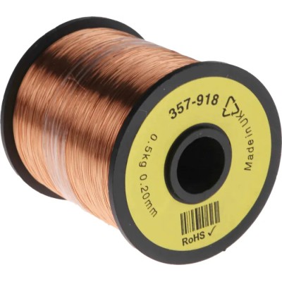 RS PRO 0.23 mm OD Enamelled Copper Wire 0.2 mm Strand Diameter 1600 m Reel 357-918