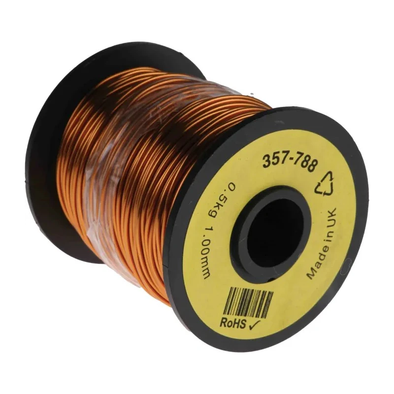 RS PRO Enamelled Copper Wire 1 mm Cross Section, 1.08 mm OD, 80 m Length 357-788