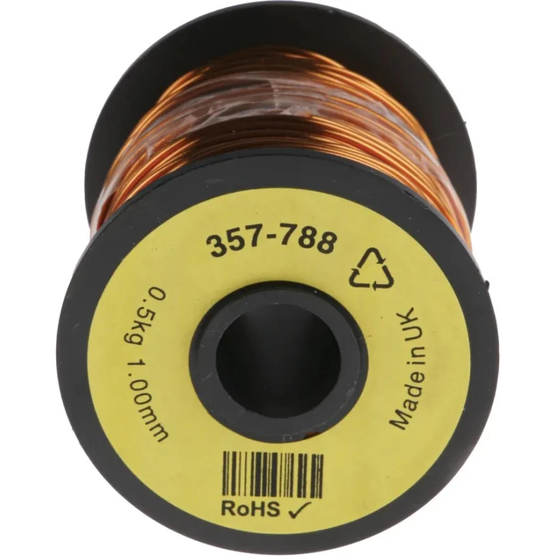 RS PRO Enamelled Copper Wire 1 mm Cross Section, 1.08 mm OD, 80 m Length 357-788