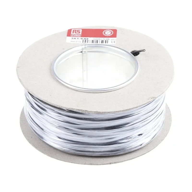 RS PRO 2491X Series Black Hook Up Wire, 18 AWG, 24x0.2 mm Core Strands, 100 m Length, PVC Jacket, 500V, Flame 361-642