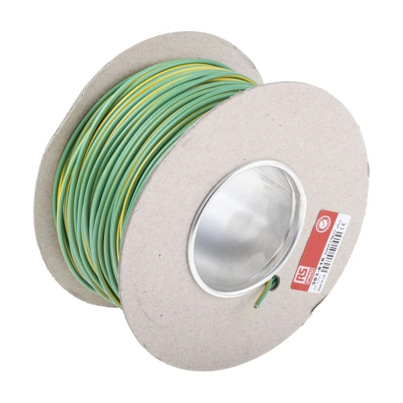 RS PRO 2491X Series Green, Yellow Hook Up Wire, 16 AWG, 30x0.25 mm Core Strands, 100 m Length 361-816