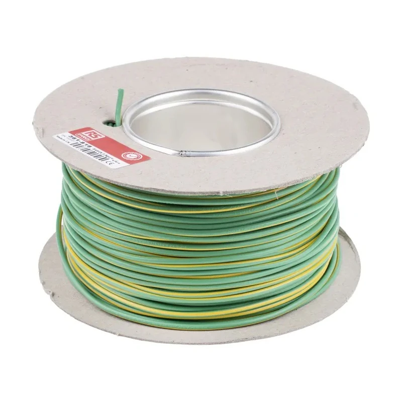 RS PRO 2491X Series Green, Yellow Hook Up Wire, 16 AWG, 30x0.25 mm Core Strands, 100 m Length 361-816