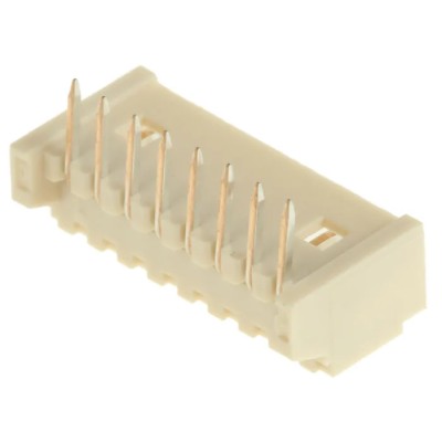Hirose PicoBlade Series Right Angle Through Hole PCB Header, 8 Contacts, 1.25 mm Pitch, 1 Row, Shrouded 53048-0810