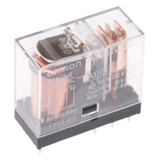 Omron General Purpose PCB Power Relay 230V AC Coil Voltage 16A Switching Current SPDT Contact Configuration G2R-1-E AC230