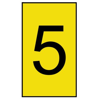 HellermannTyton Pre-Printed Ovalgrip Slide-On Cable Marker, Black Legend "5", Yellow Marker Colour, Fits 1.7 mm to 901-10138