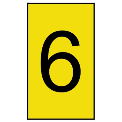 HellermannTyton Ovalgrip Slide-On Cable Marker, Black Legend "6", Yellow Marker Colour, Fits 1.7 mm to 3.6 mm 901-10139