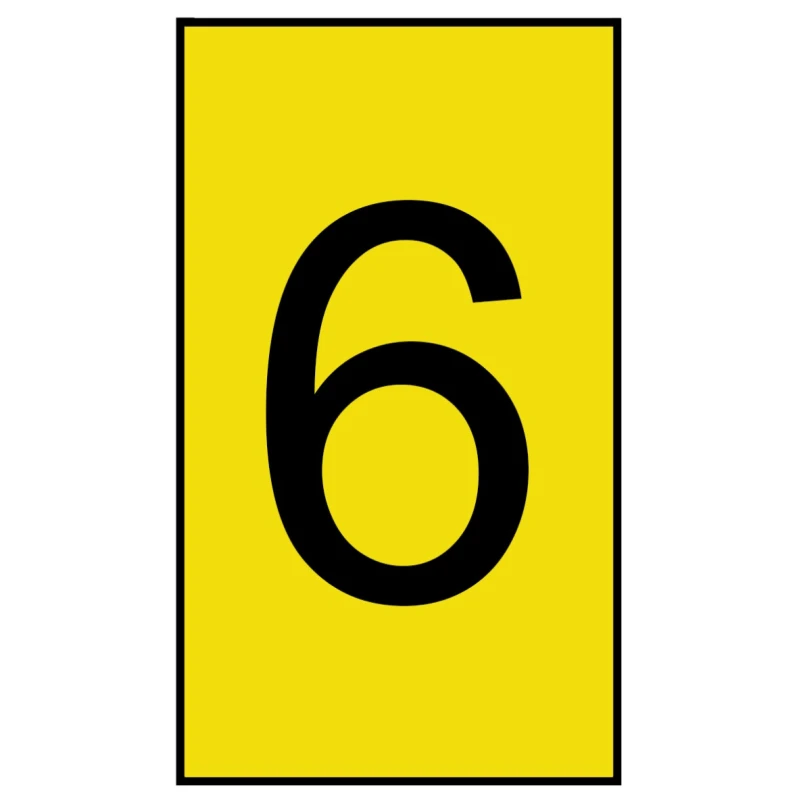 HellermannTyton Ovalgrip Slide-On Cable Marker, Black Legend "6", Yellow Marker Colour, Fits 1.7 mm to 3.6 mm 901-10139