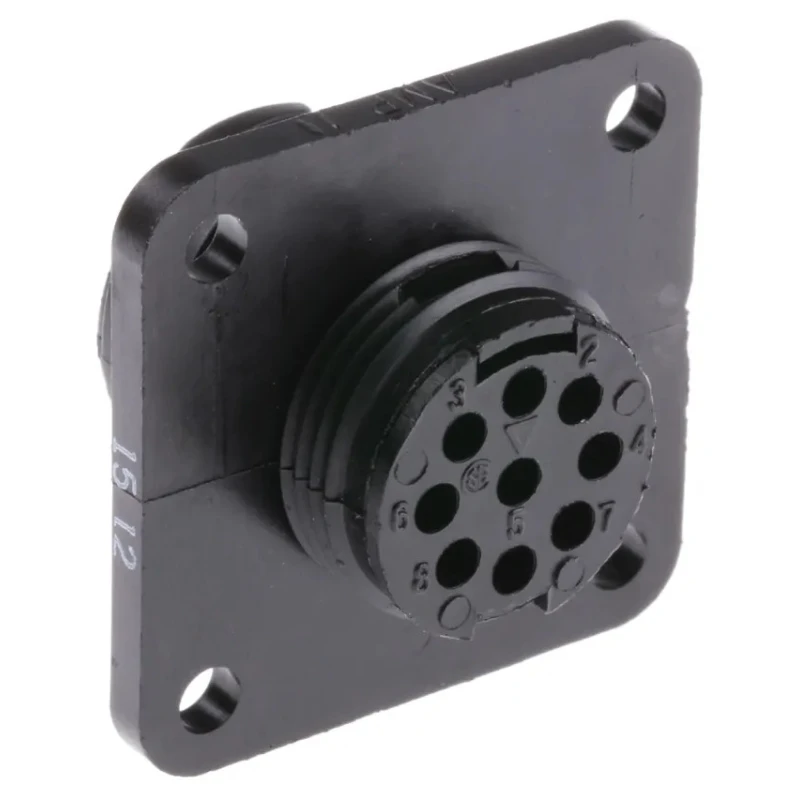 TE Connectivity Circular Connector 9 Contacts Panel Mount Socket Male Thermoplastic Housing 250V 7.5A CPC Series 206486-1