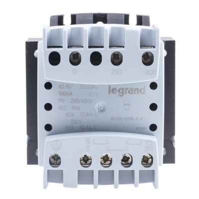 Legrand 100 VA DIN Rail Transformer, 230 to 400 V Primary, 230 V Secondary, IEC/EN 61558-2-6, IEC/EN 61558-2-4 0 427 87