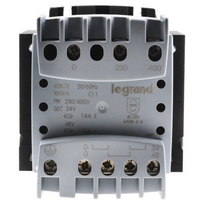 Legrand 100 VA DIN Rail Transformer, 230 to 400 V Primary, 24 V 48 V Secondary, Screw DIN Rail Mount 104x84x86mm 0 428 72