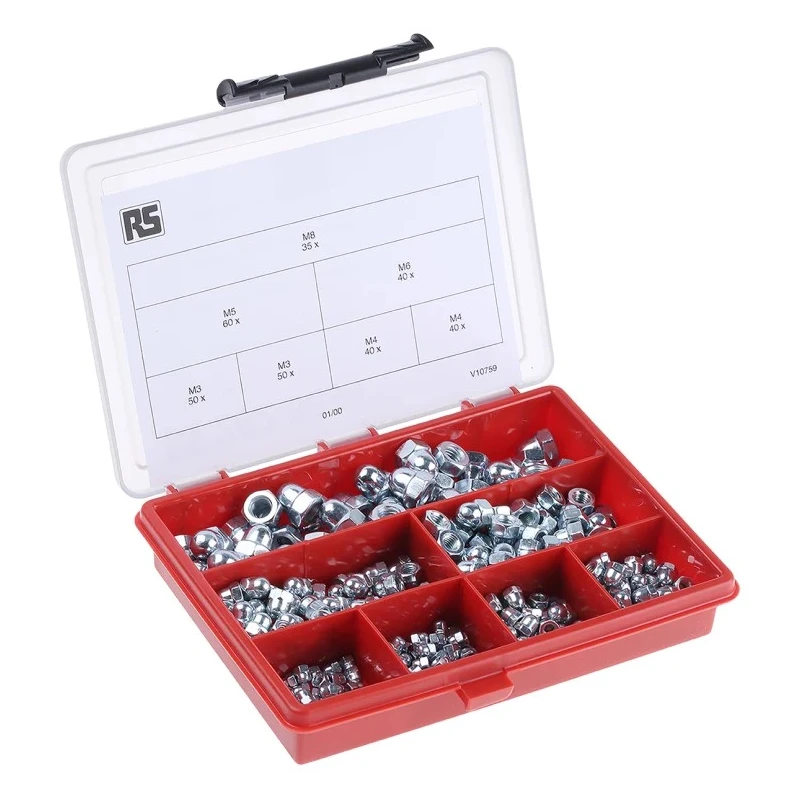 RS PRO Stainless Steel Dome Nuts Box, 315 Pieces 282-8894