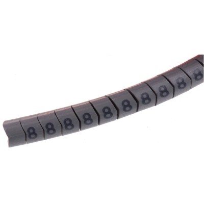 HellermannTyton Helagrip Slide-On Pre-Printed Cable Marker Black Legend 8 Grey Marker 9mm Max Cable Dia 4mm Min 901-10313