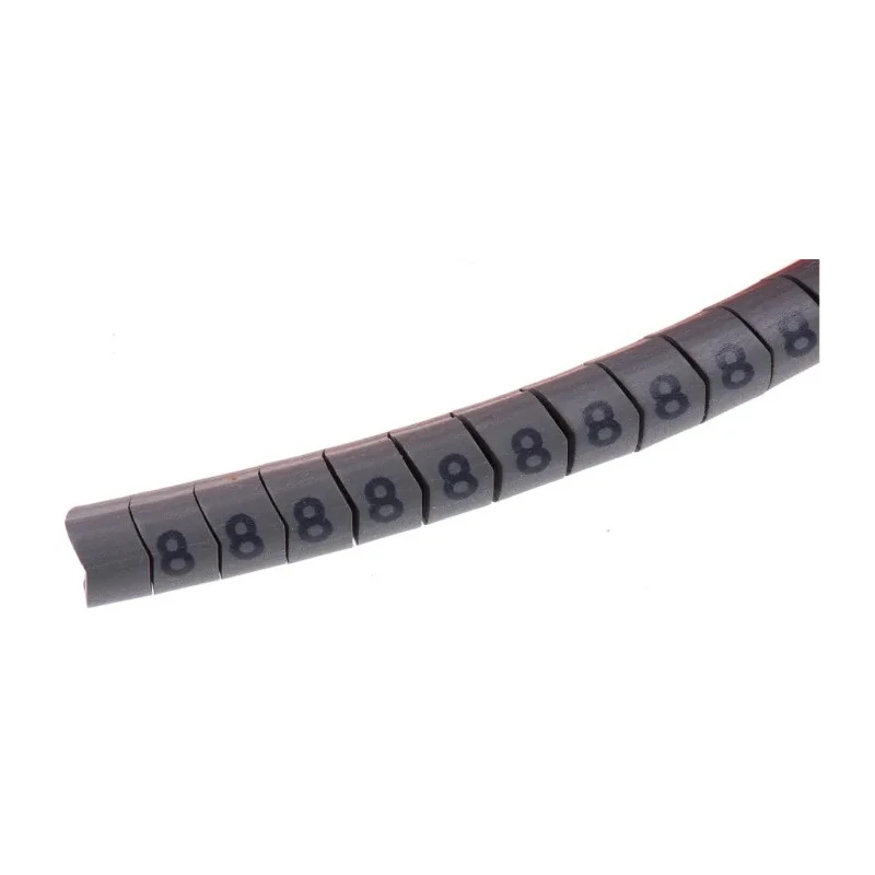 HellermannTyton Helagrip Slide-On Pre-Printed Cable Marker Black Legend 8 Grey Marker 9mm Max Cable Dia 4mm Min 901-10313