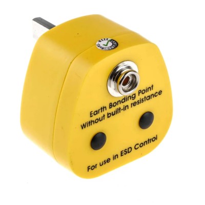 RS PRO ESD Earth Bonding Plug With 10 mm Stud 392-157, UK Plug Type, Compliant with EN 61340-5-1 Standard