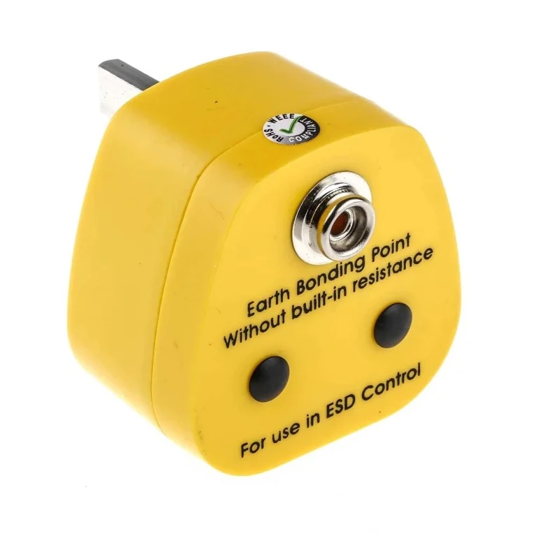 RS PRO ESD Earth Bonding Plug With 10 mm Stud 392-157, UK Plug Type, Compliant with EN 61340-5-1 Standard