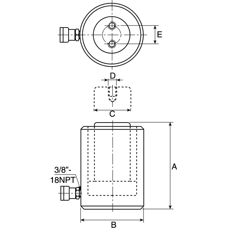 Enerpac Portable Low Height Hydraulic Cylinder Single Acting 30t Capacity 62mm Stroke Length 700 bar Max Pressure RCS302
