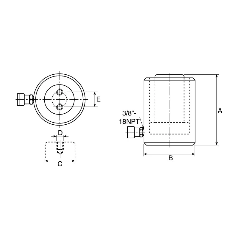 Enerpac Portable Low Height Hydraulic Cylinder Single Acting 30t Capacity 62mm Stroke Length 700 bar Max Pressure RCS302