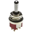 RS PRO Panel Mount Toggle Switch On-Off-On DPDT 5A 26V DC 120V AC Chrome Plated Brass Actuator 394-437